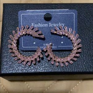 Pink crystal fashion earrings